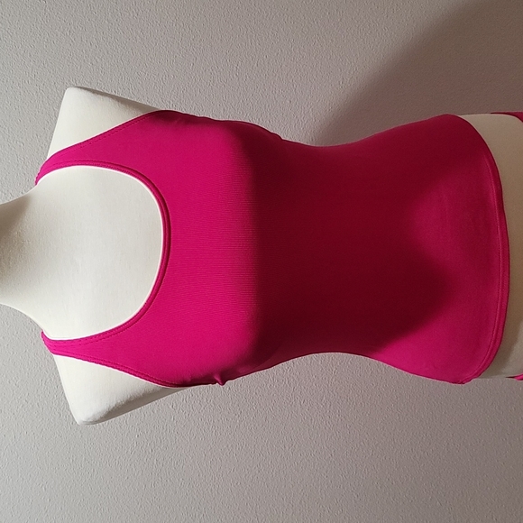 LANDS END BRIGHT NEON PINK BARBIECORE ACTIVEWEAR MINI SKIRT SET SZ 12 TOP SZ 8 - Picture 5 of 13